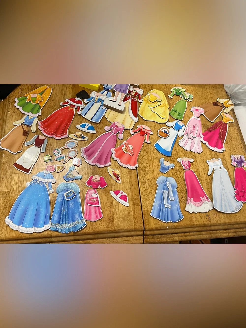 Disney Princess Wooden Magnetic Dress-Up Doll Set - Belle & Cinderella - EUC